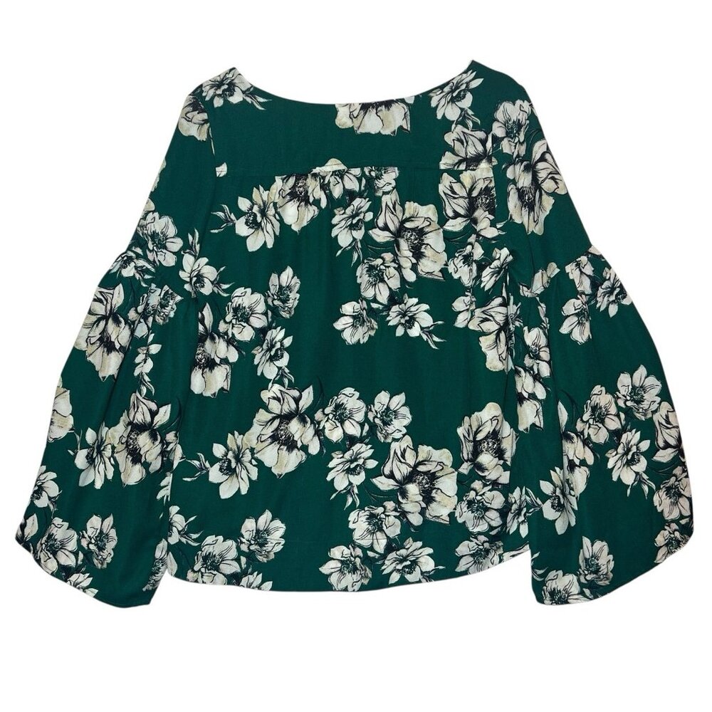 Sanctuary Anthropologie Women Top Small Size Green Floral Long Bell Sleeve - Picture 2 of 9